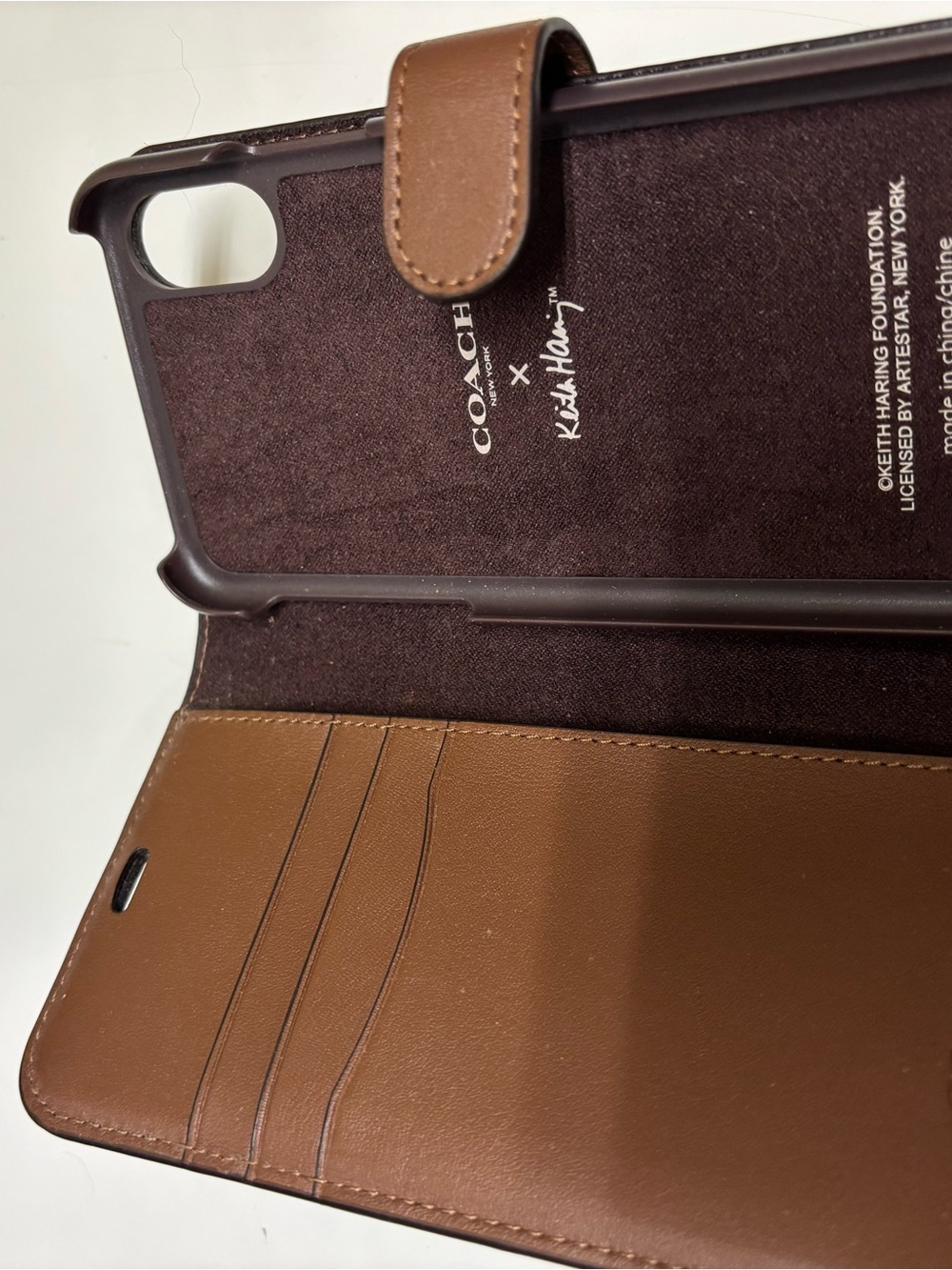 Coach x Keith Haring Brown Signature Canvas Phone Wallet Case - Picture 4 of 10